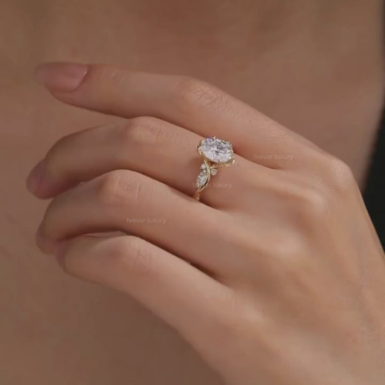 Oval Cut Engagement Ring With Halo Pave Band video