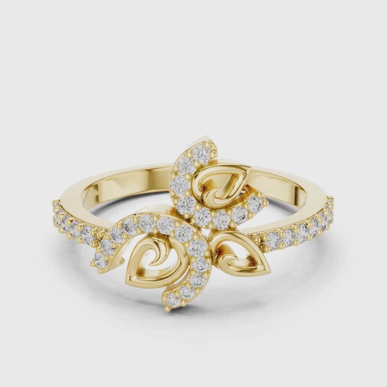 Nature Inspire Leaf Ring With Pave Band video
