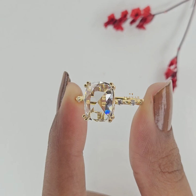 Cushion Rose Cut Round Accent Engagement Ring video