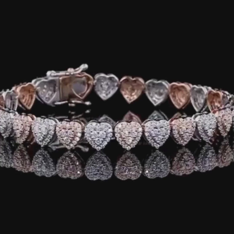 Two Tone Heart Cut Tennis Bracelet video