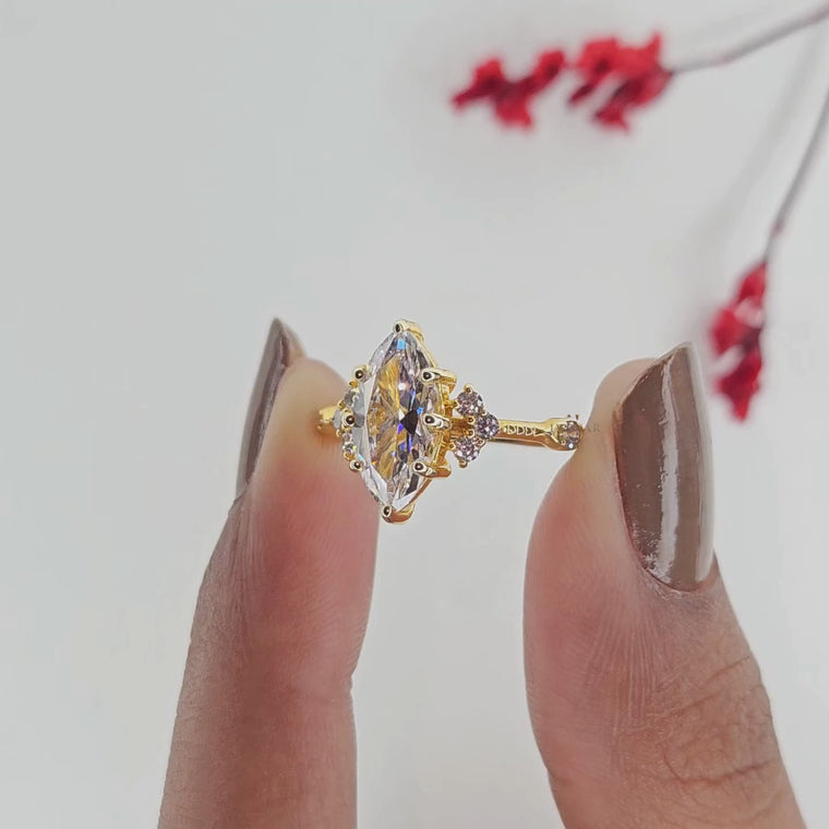 Marquise Cut Wedding Engagement Ring video