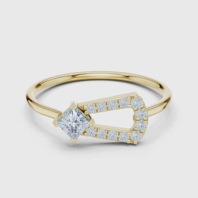 Princess Cut Moissanite Open Frame Engagement Ring video