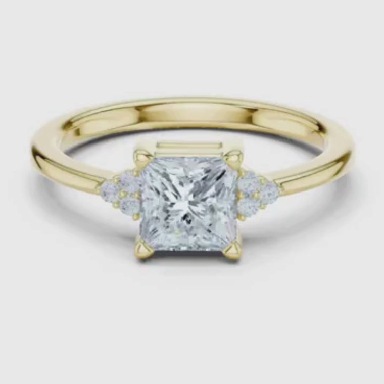 Princess Cut Ring with Round Accent video