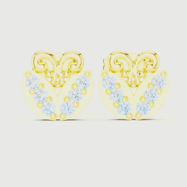Butterfly Inspired Round Stud Earrings with Open Scroll Design video