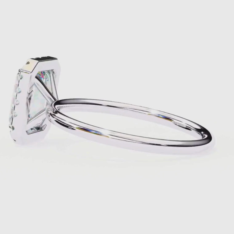 Radiant Cut Halo Engagement Ring with Slim Solitaire Band video