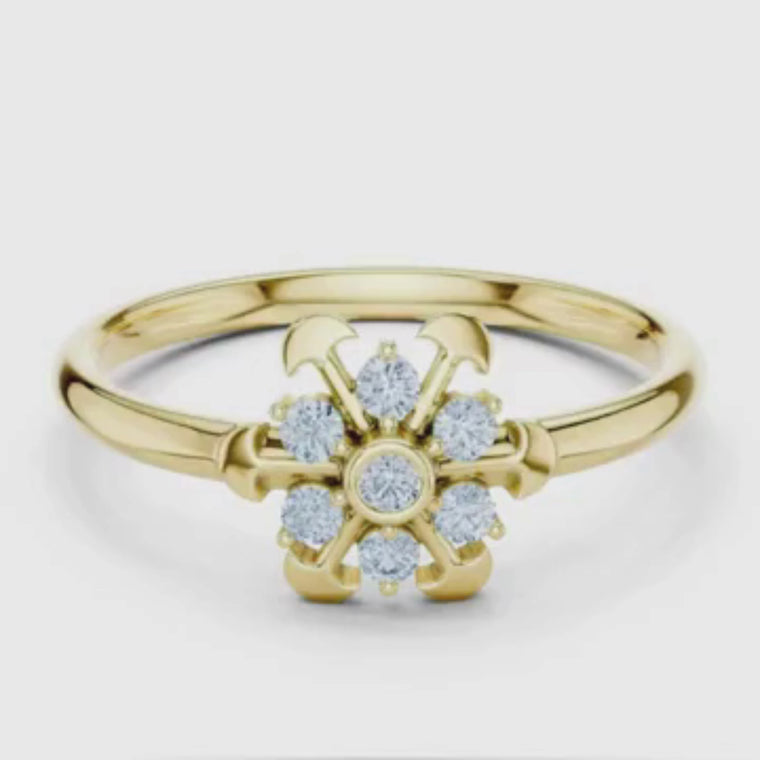 Floral Round Cut Cluster Anniversary Ring video