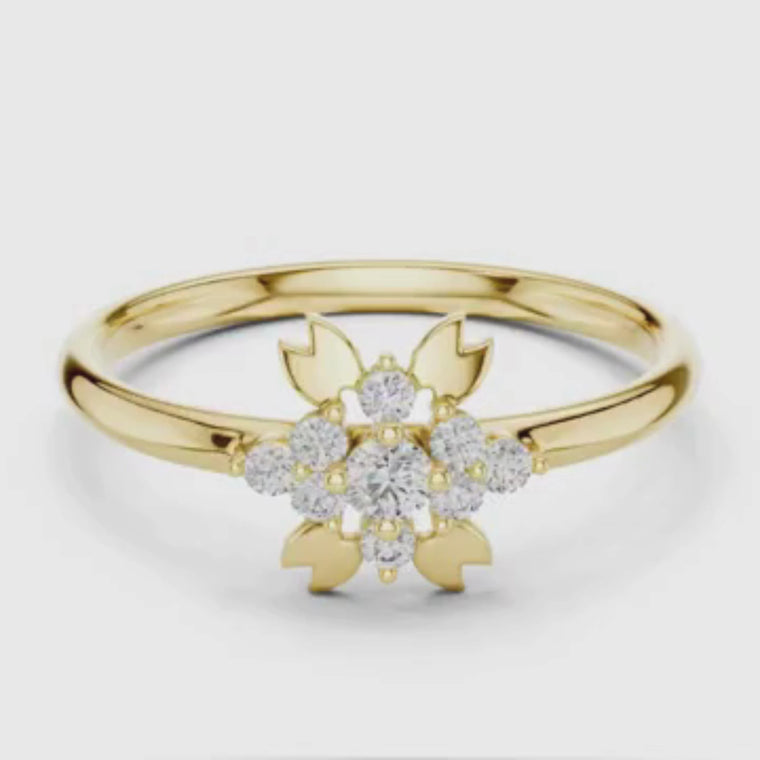 Floral Leaf Pave Setting Round Anniversary Ring video