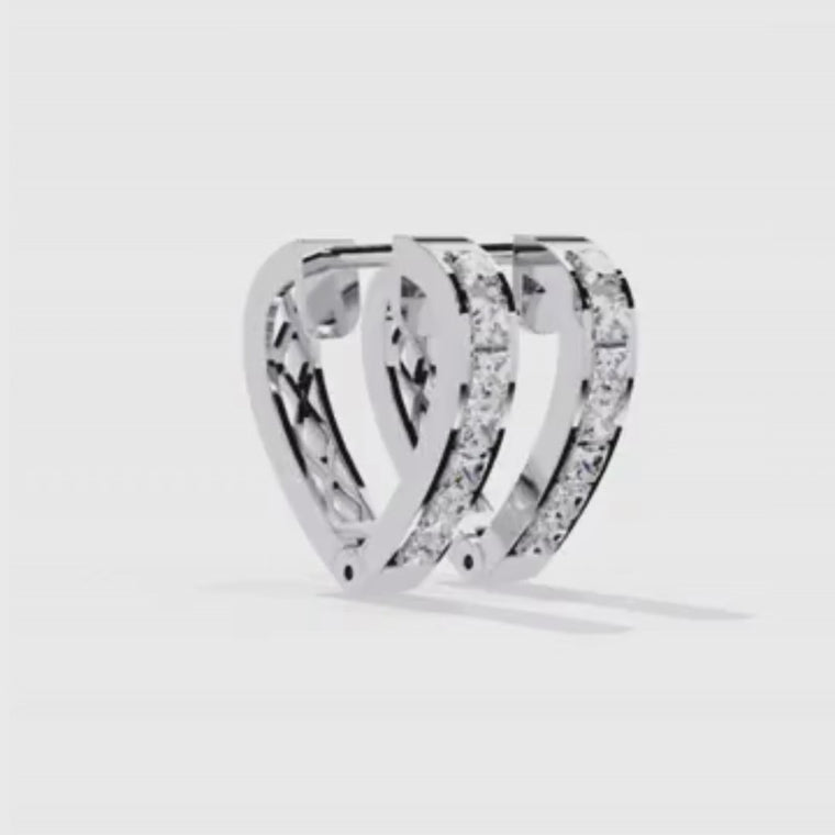 Channel Princess Cut Huggie Hoop Earrings video