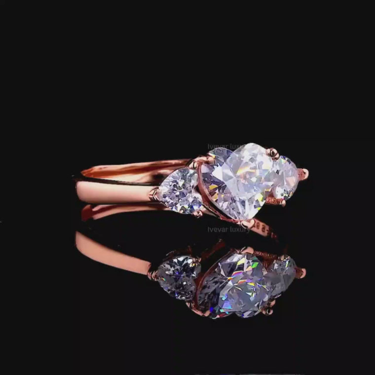 Heart Cut Engagement Ring with Heart Side Stone video