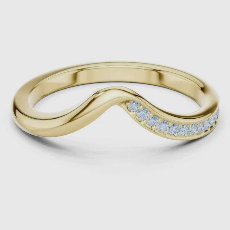 Curved Wave Round Cut Wedding Band video