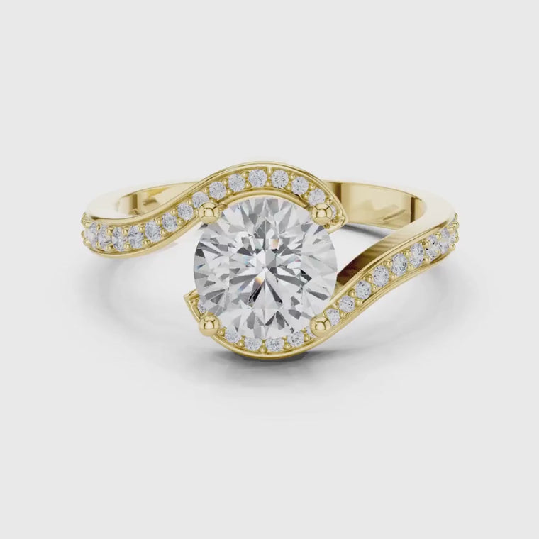 Swirl Design Brilliant Round Halo Ring video