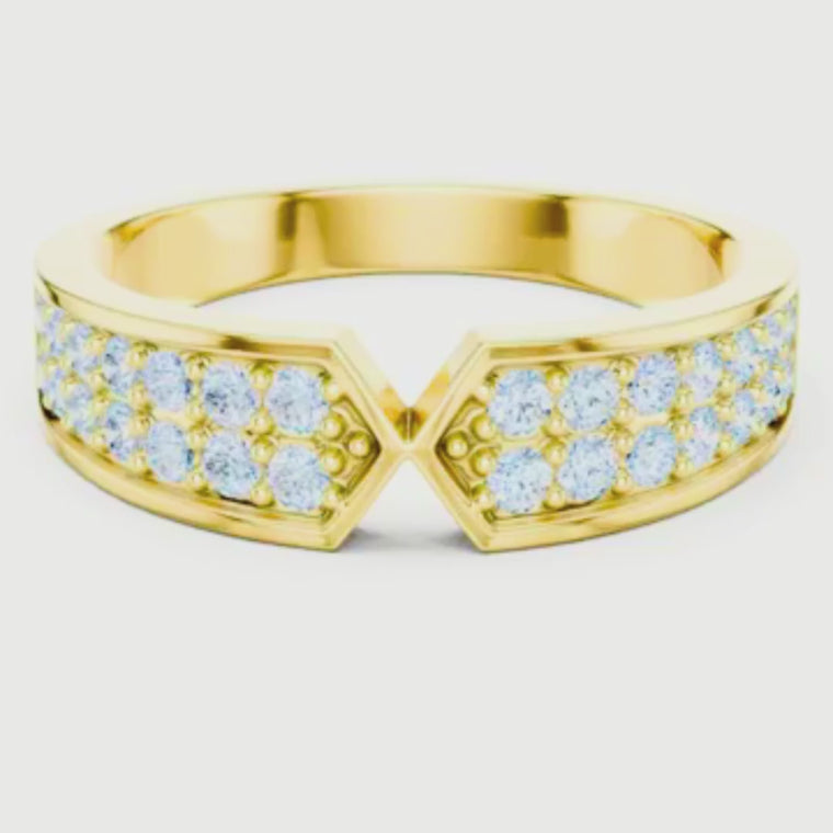 Round Cut Men's Hourglass Chevron Point Statement Ring video