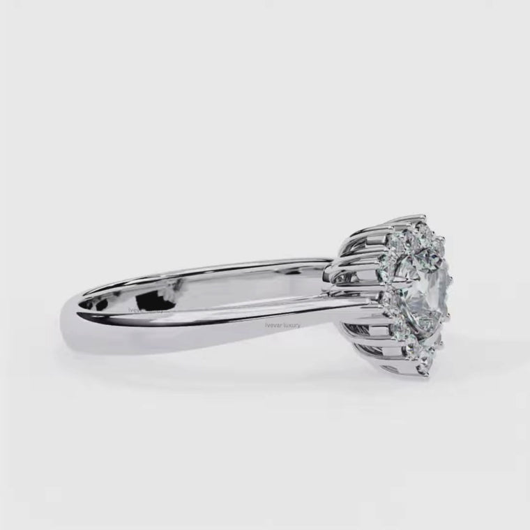 Cluster Halo Heart Cut Engagement Ring video