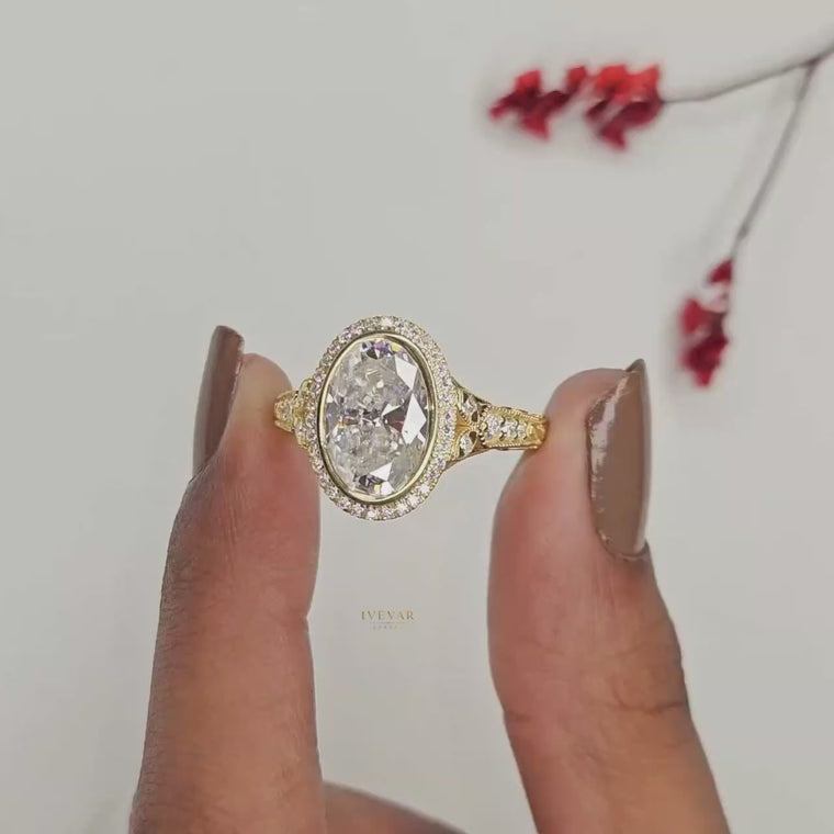 Oval Cut Halo Engagement Ring video