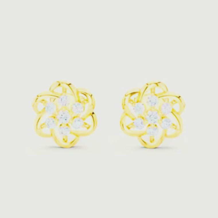 Floral Interwoven Knot Design Round Cut Stud Earrings video