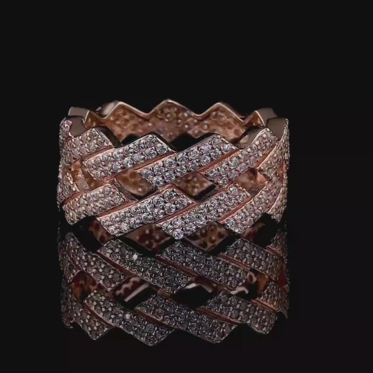 Round Cut Multi Row Cross Pave Band Ring video
