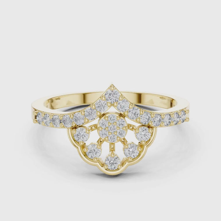 Floral Inspired Chevron Round Engagement Ring video