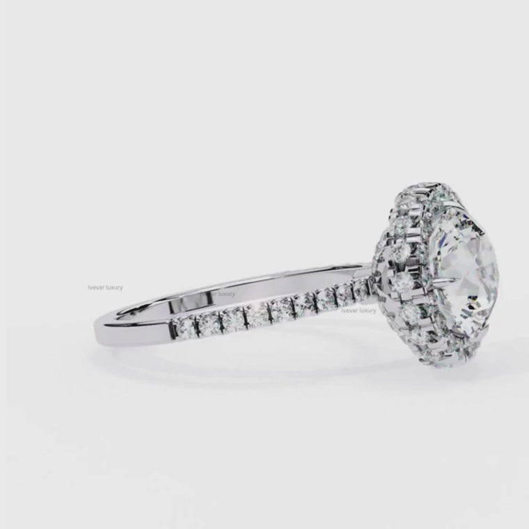 Round Brilliant Cut Halo Pave Ring video