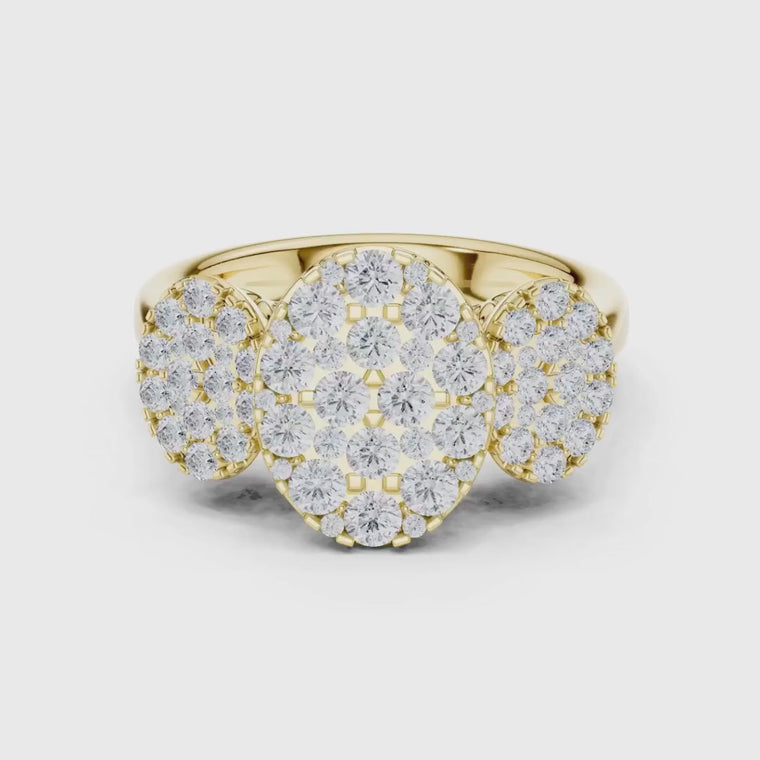 Triple Oval Shape Cluster With Round Cut Wedding Ring video