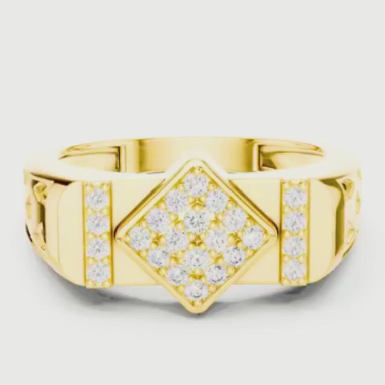 Round Cut Lab Grown Diamond Men's Vertical Pave Pillar Wedding Ring video