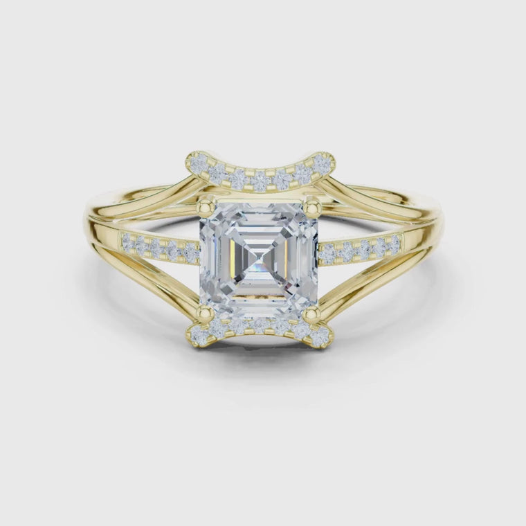 Asscher Cut Pave Split Shank Engagement Ring video