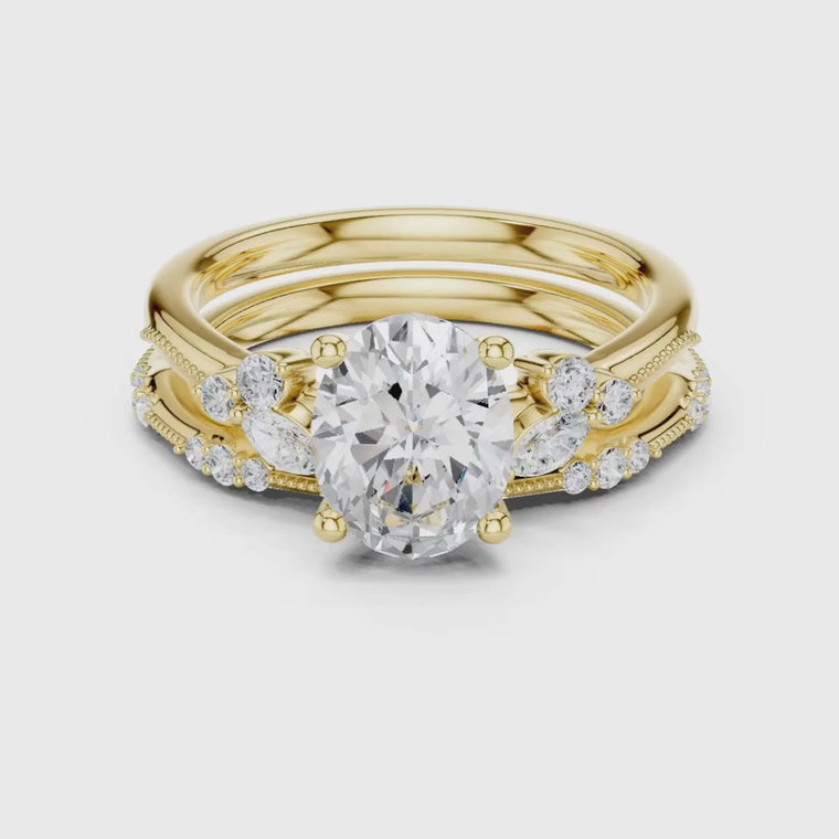 Oval Cut Lab Diamond Bridal Ring Set video