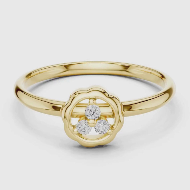 Round Cut Three Stone Floral Cluster Ring video