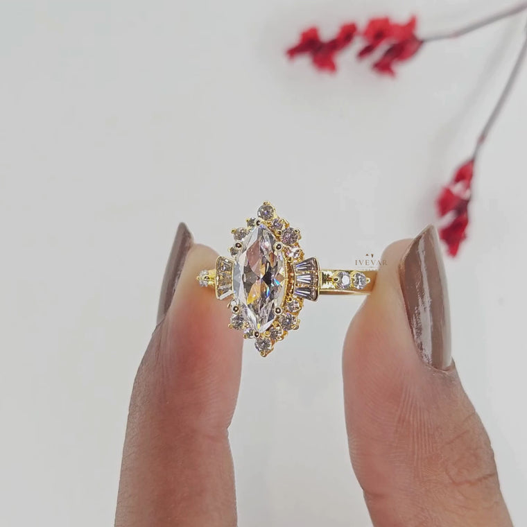 Marquise Cut Halo Setting Engagement Ring video