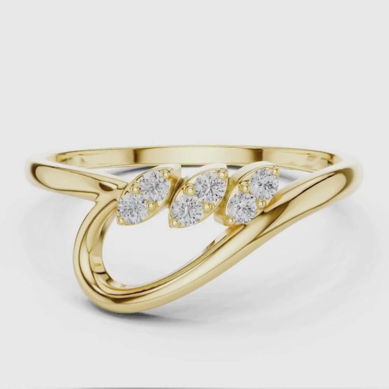 Three Marquise Cut Bypass Ring with Slim Band video