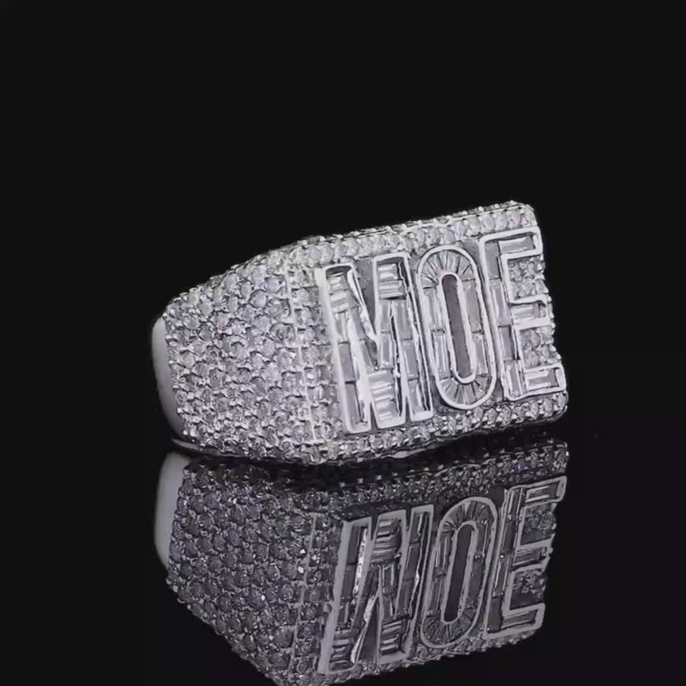 Custom MOE Initial Iced Out Pave Lab Grown Diamond Hip Hop Ring video