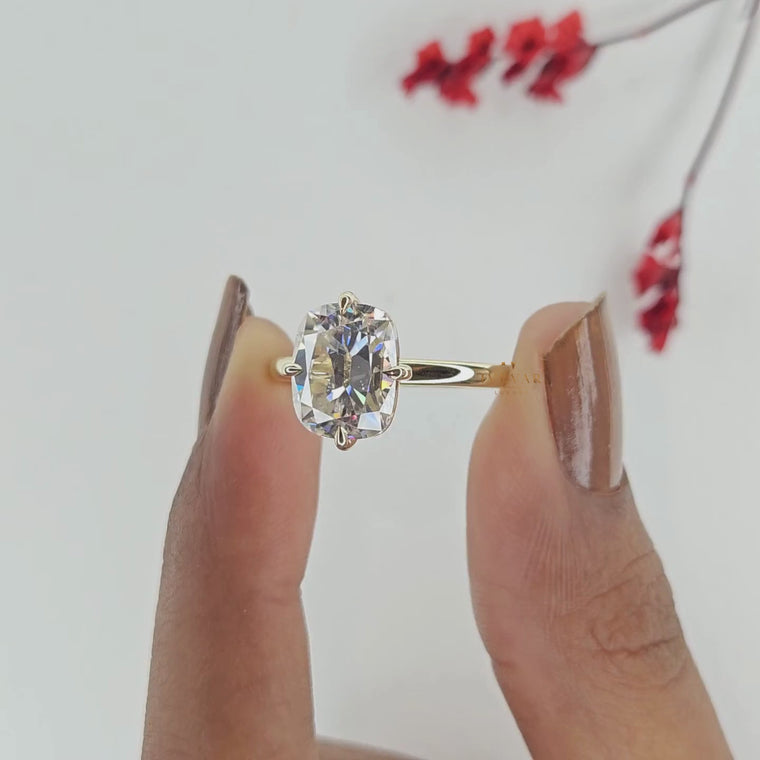 Elongated Cushion Cut Lab Diamond Solitaire Engagement Ring video