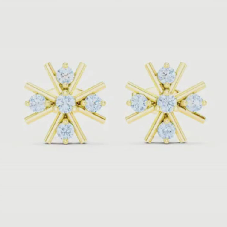 Starburst Round Geometric Cluster Stud Earrings video