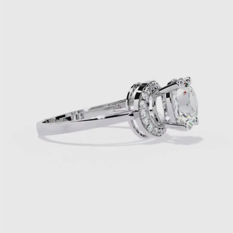 Round Moissanite Wedding Ring with Split Pave Band video