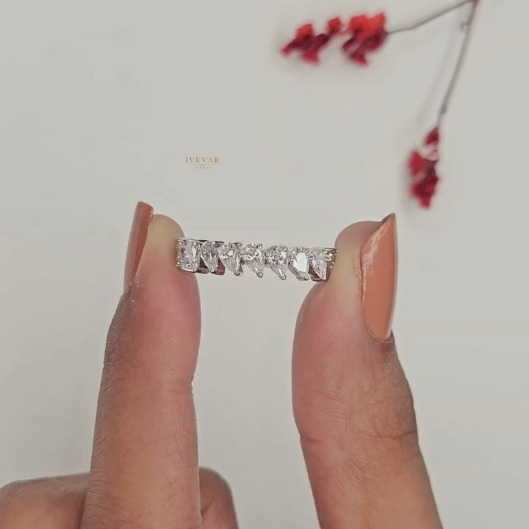 Pear Cut Half Wedding Band video