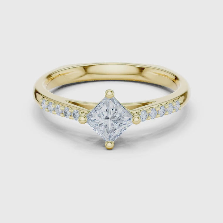East West Princess Cut Solitaire Engagement Ring video