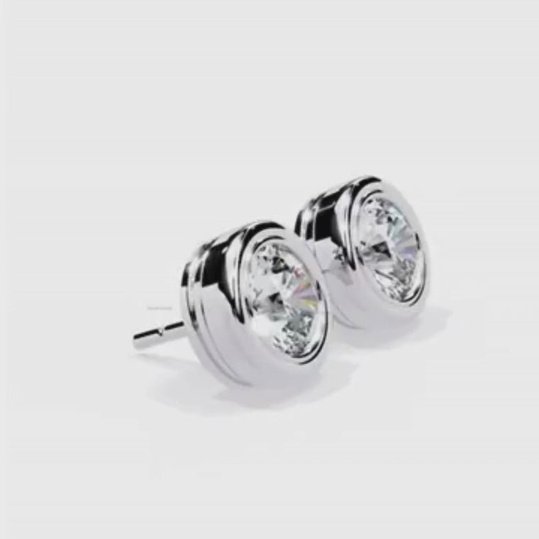 Round Bezel Set Stud Earrings video