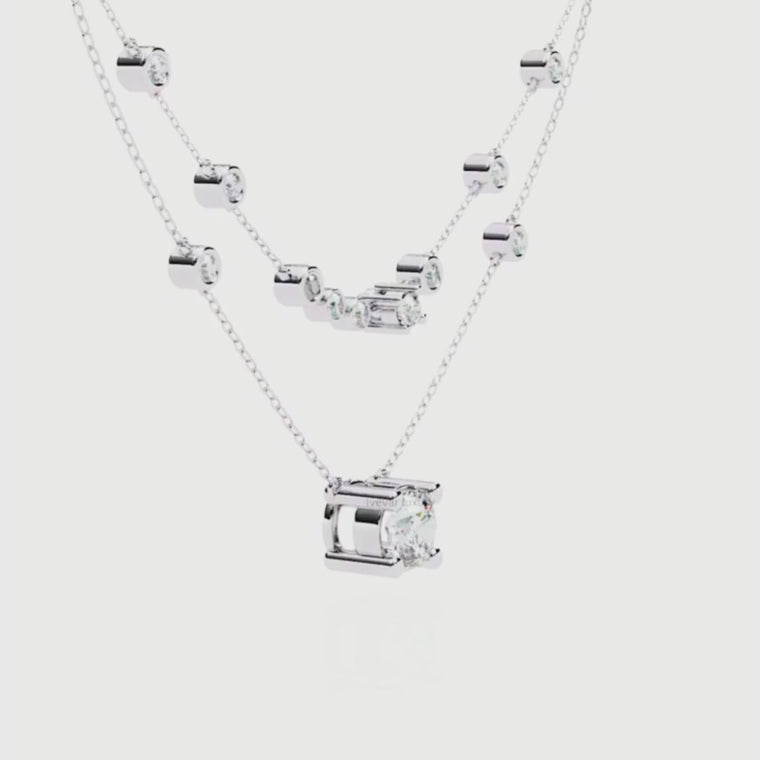 Double Layer Necklace with Round Solitaire video