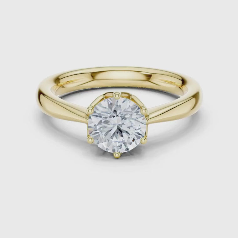 Round Cut Brilliant Solitaire Ring Cathedral Setting video