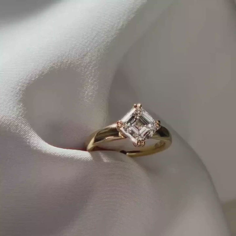 Asscher Four Prong Solitaire Engagement Ring video
