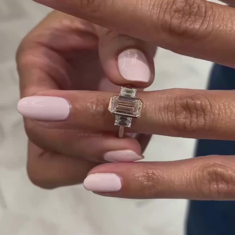 Emerald Cut Three Stone Engagement Ring video