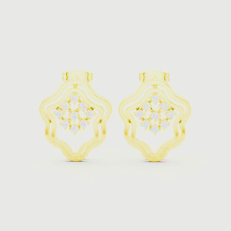 Moroccan Lattice Round Scalloped Openwork Stud Earrings video