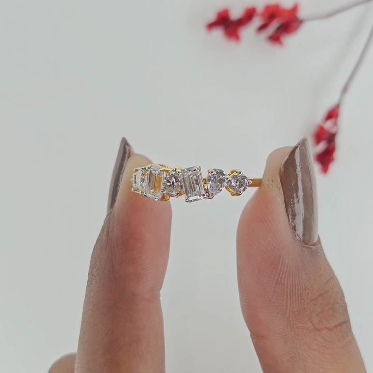 Mixed Shape Seven Stone Anniversary Band Ring For Women video
