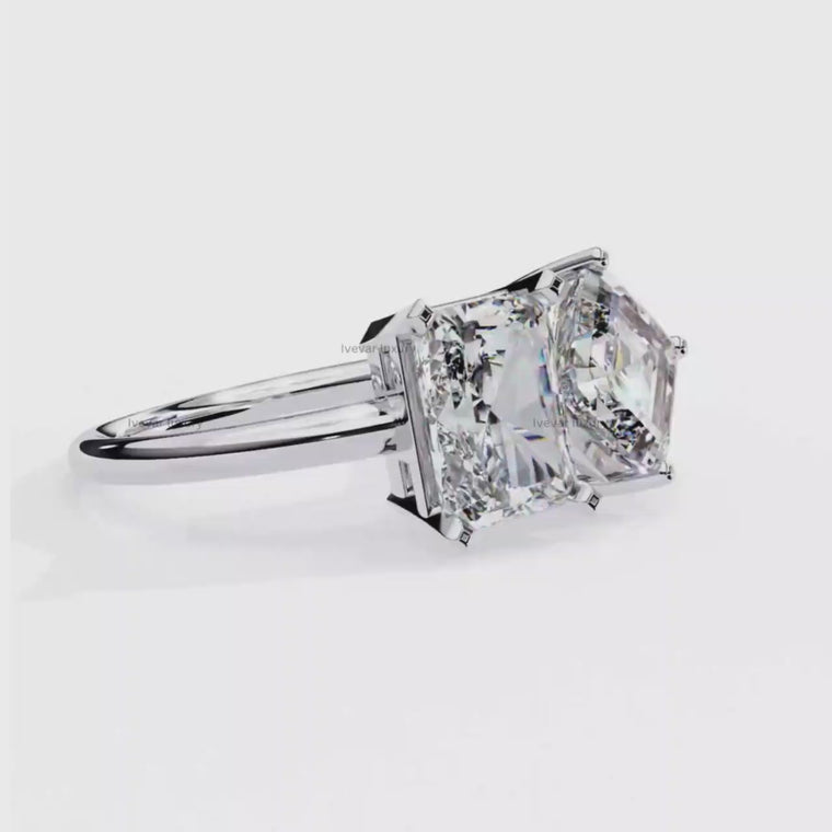 Radiant and Asscher Cut Toi et Moi Engagement Ring video
