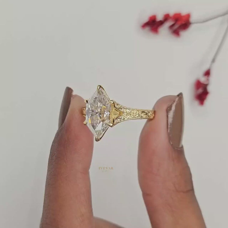 Marquise Cut Ring with Gold Band video