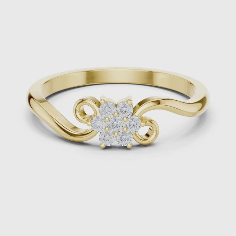 Round Floral Swirl Delicate Ring video