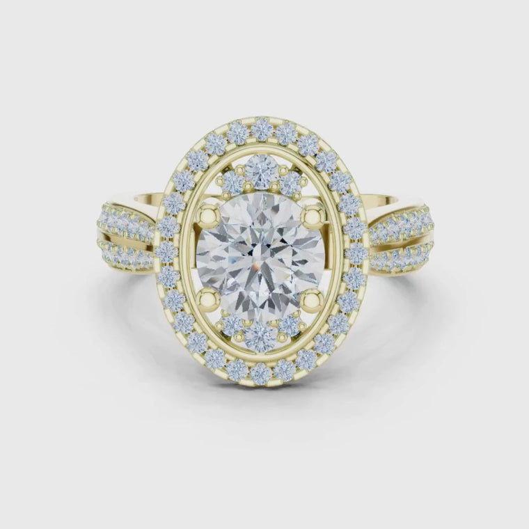 Round Cut Halo Double Shank Diamond Engagement Ring video