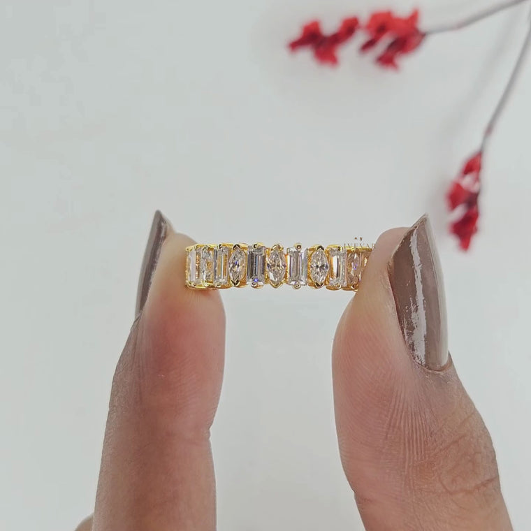 Alternative Emerald and Pear Eternity Band video