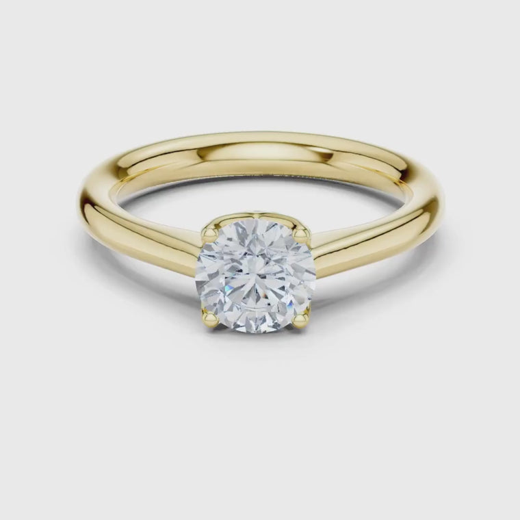 Round Cut Solitaire Ring Four Prong Tulip Basket Setting video