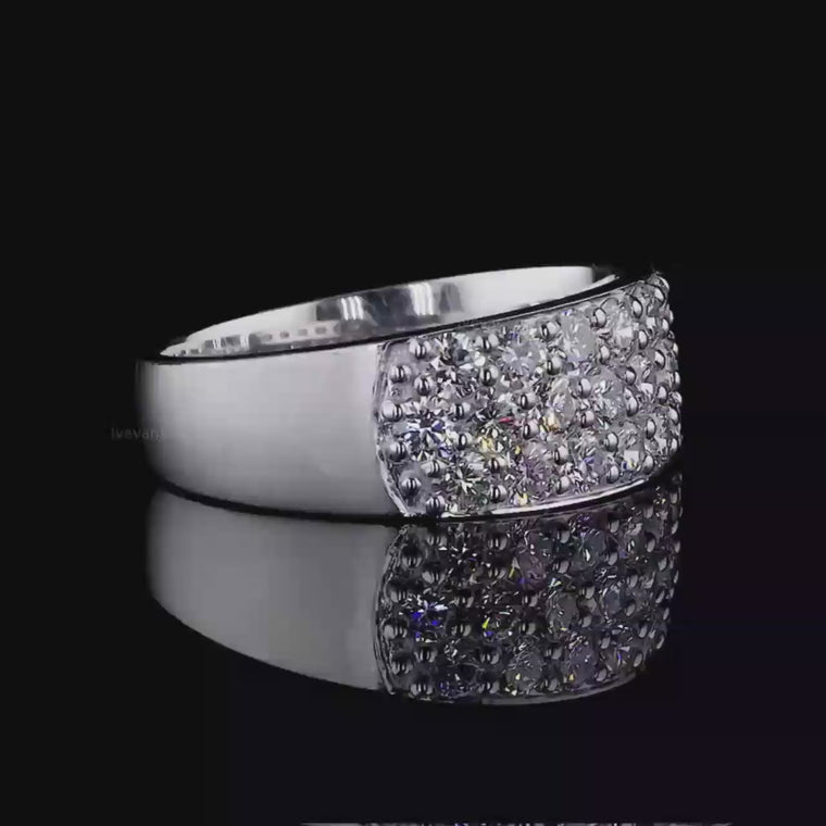 Round Cut Multi Row Pave Wide Statement Band Ring video