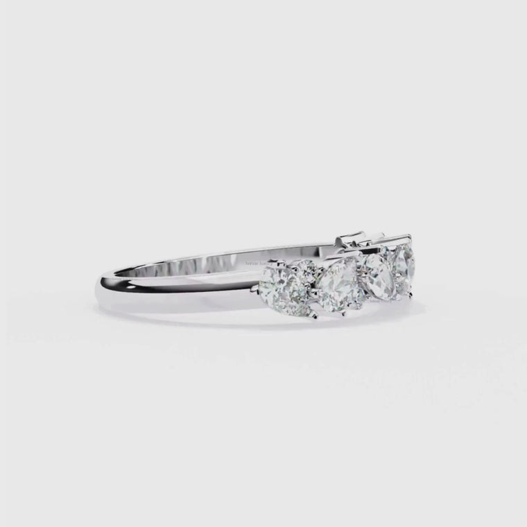 Pear & Round Cluster Wedding Band Ring video